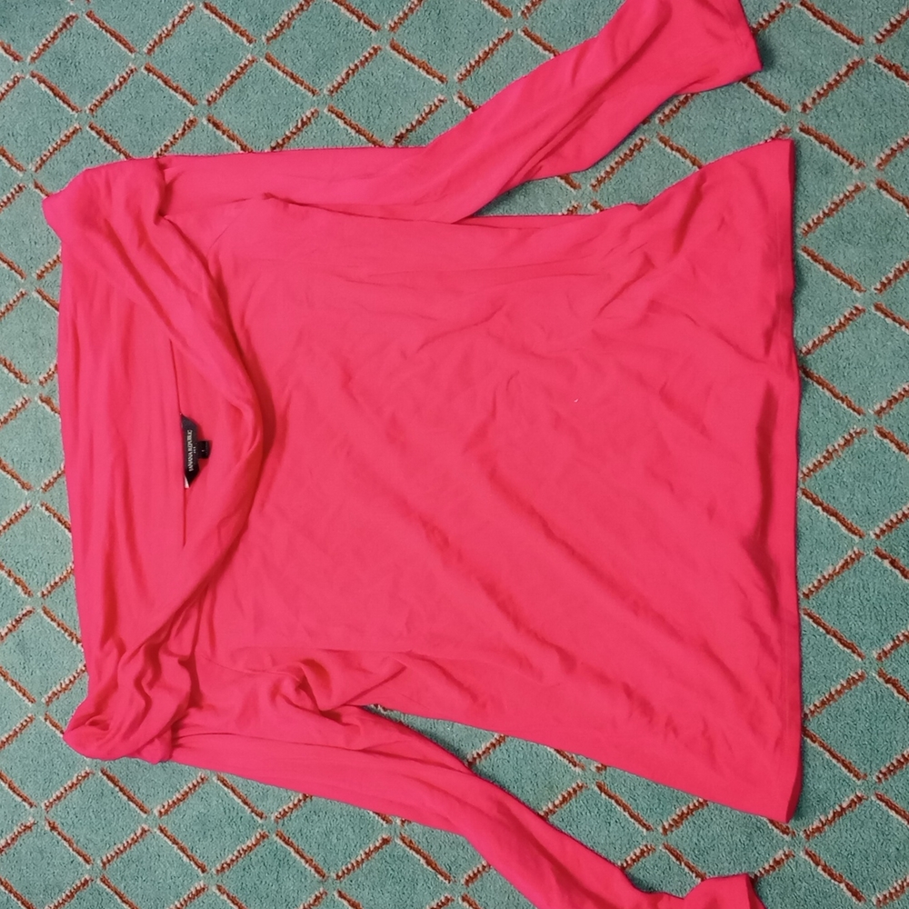 Banana Republic Hot Pink Off-Shoulder Long Sleeve Top
